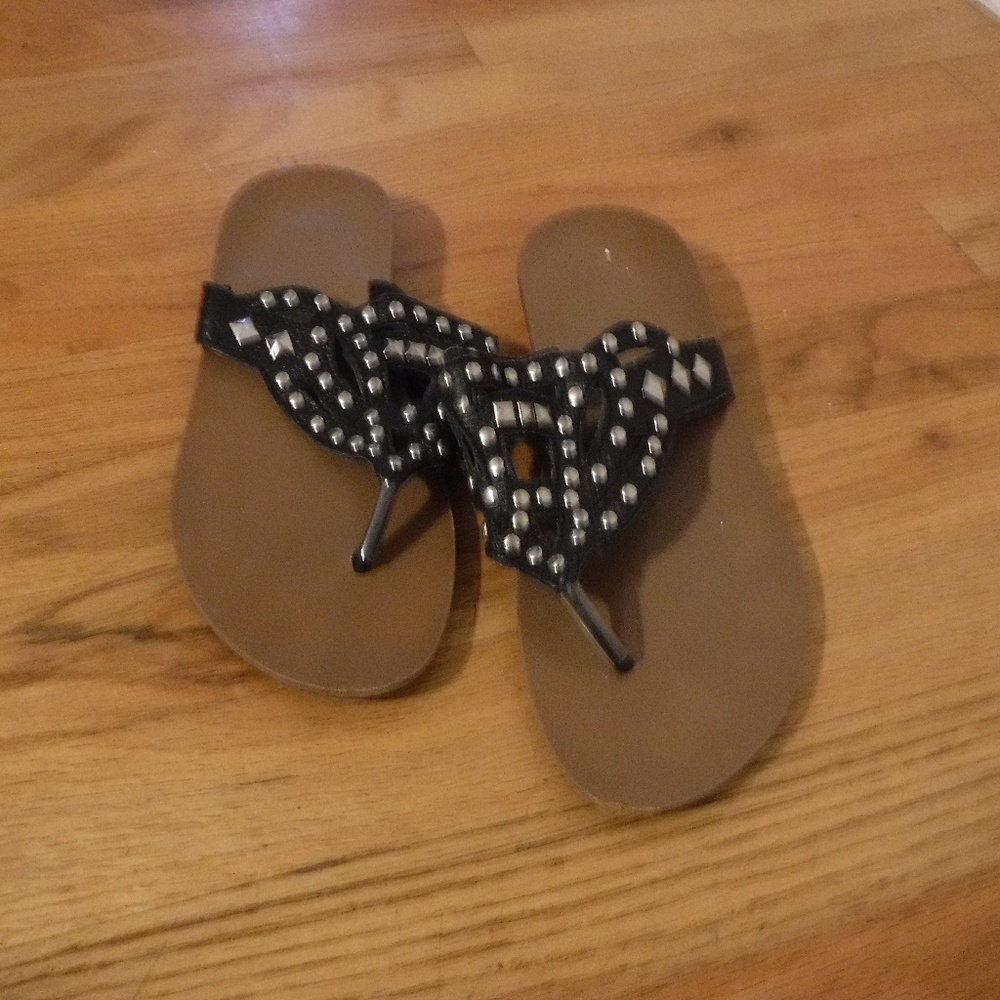 Studded Leather Flip Flops